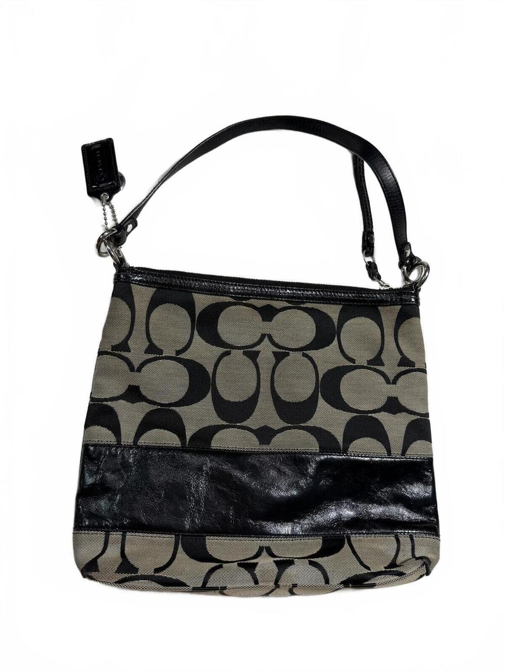 Y2K Coach Canvas Monogram Gray and Black Shoulder Bag